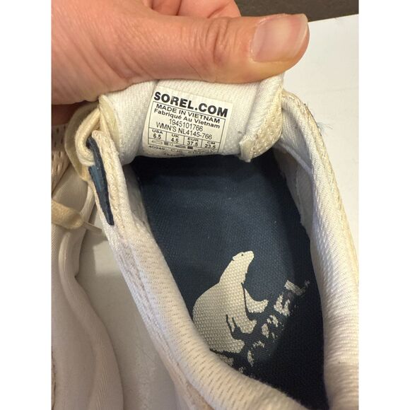 Sorel Kinetic RNEGD Lace Float Sneakers Womens 6.5 Cream Blue - Picture 4 of 6